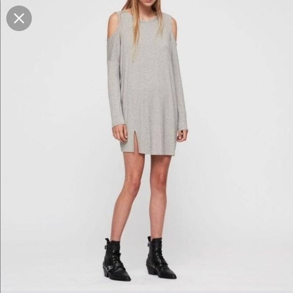All saints cold shoulder Esther mini dress raw hem m